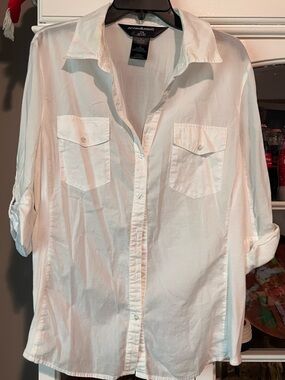 Norma Kamali White Casual Button-Down Shirt with Chest Pockets